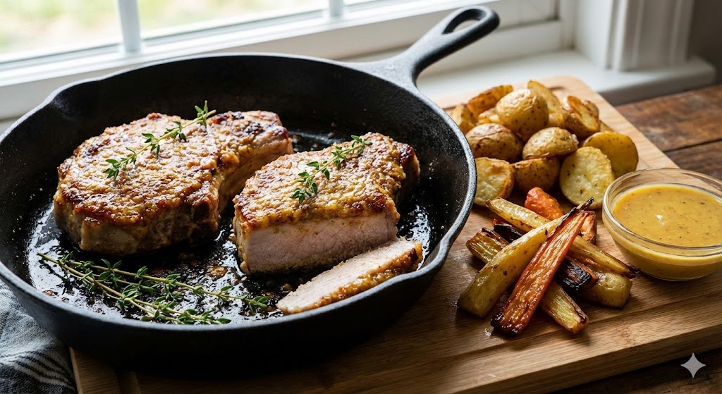 Costeletas de Porco com Mostarda e Mel
